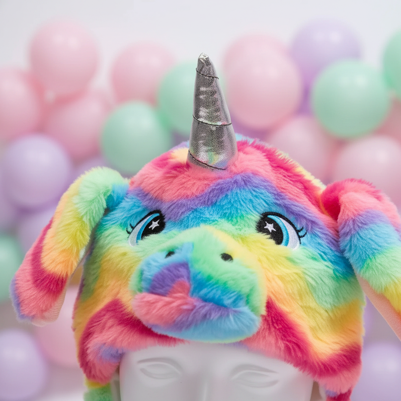 unicorn rainbow hat - detail
