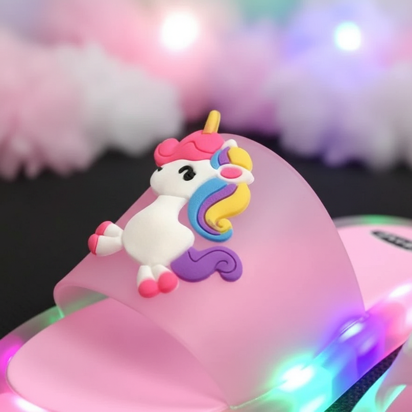 unicorn rainbow led slippers - detail
