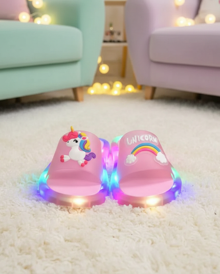 unicorn rainbow led slippers - lifestyle