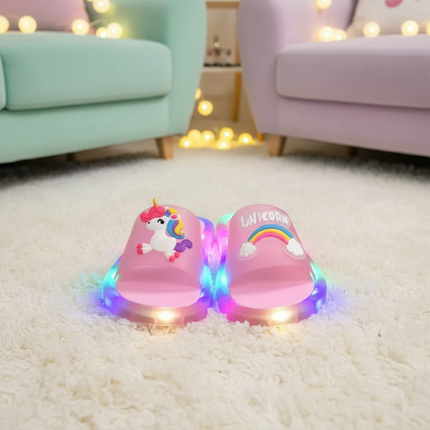 unicorn rainbow led slippers - lifestyle