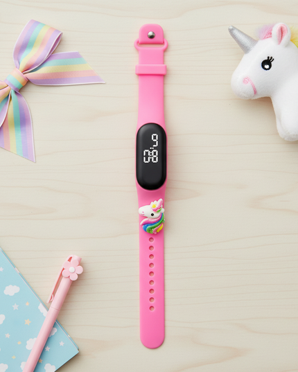 unicorn rainbow led watch - flat-lay
