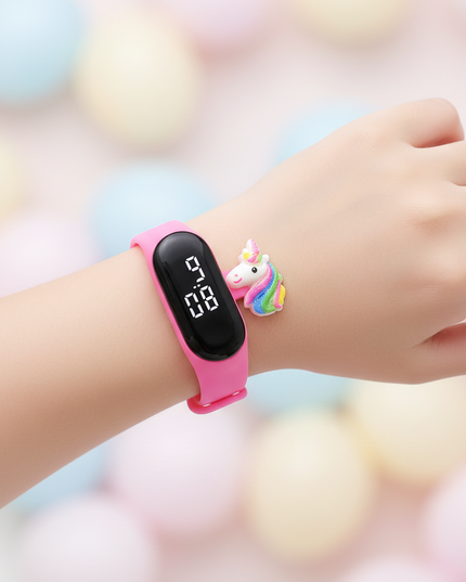 unicorn rainbow led watch - in-use