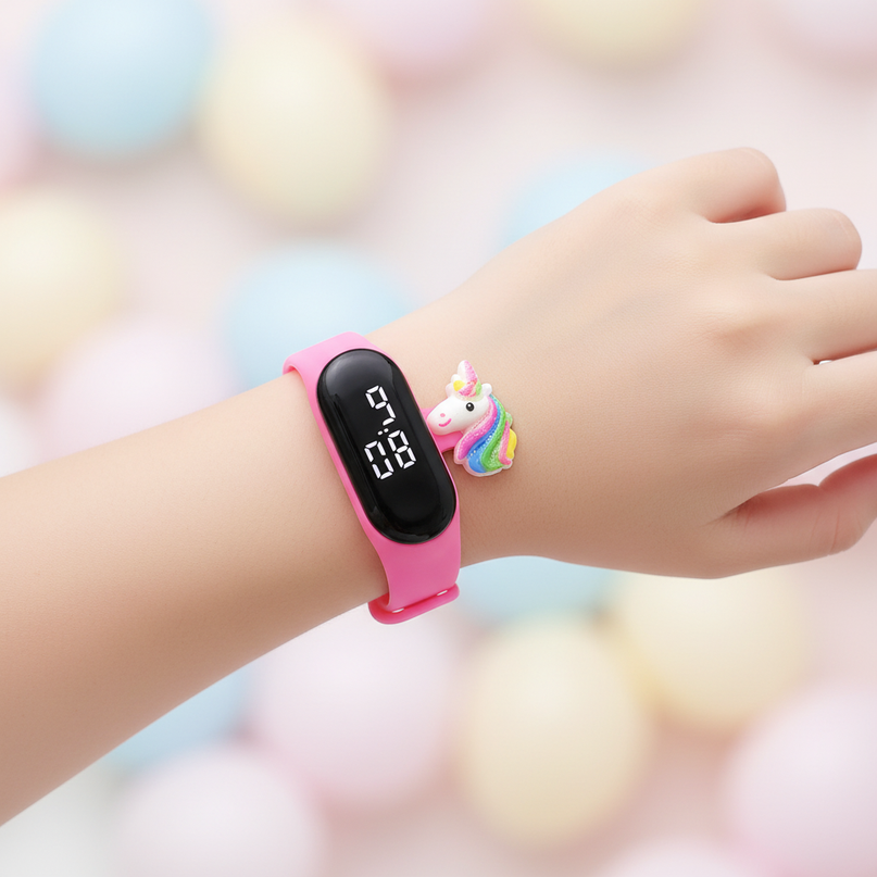unicorn rainbow led watch - in-use