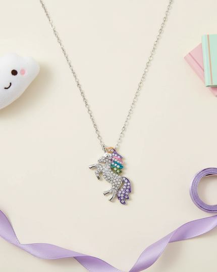 unicorn rainbow necklace - flat-lay