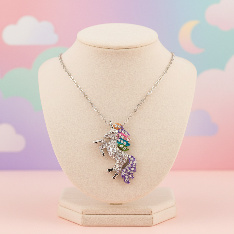 unicorn rainbow necklace - lifestyle