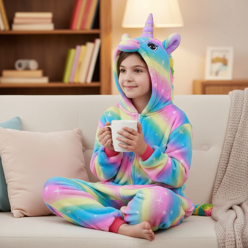 unicorn rainbow pajama - lifestyle