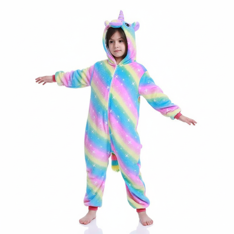 unicorn rainbow pajama - white-bg