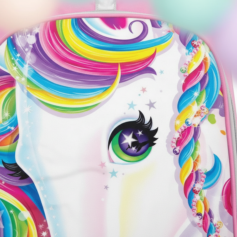 unicorn rainbow schoolbag girls backpack - detail