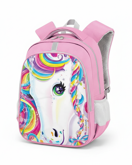 unicorn rainbow schoolbag girls backpack - white-bg