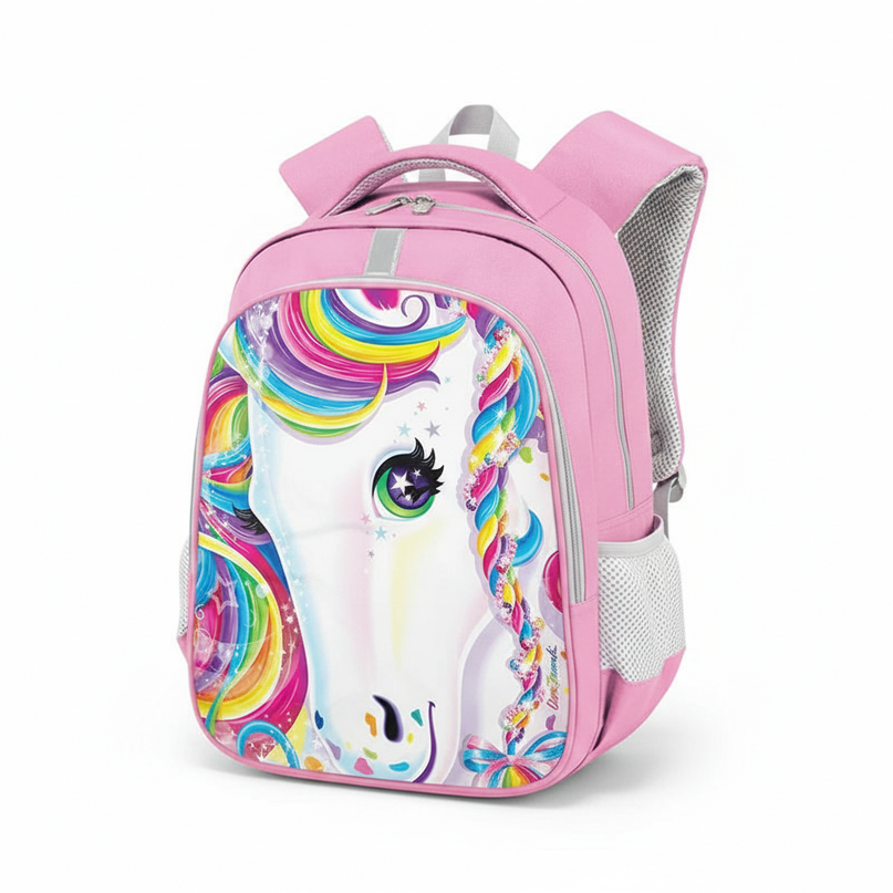 unicorn rainbow schoolbag girls backpack - white-bg