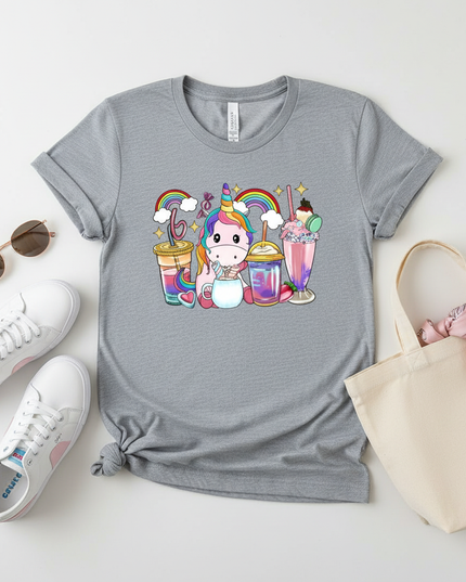 unicorn rainbow shirt women - flat-lay
