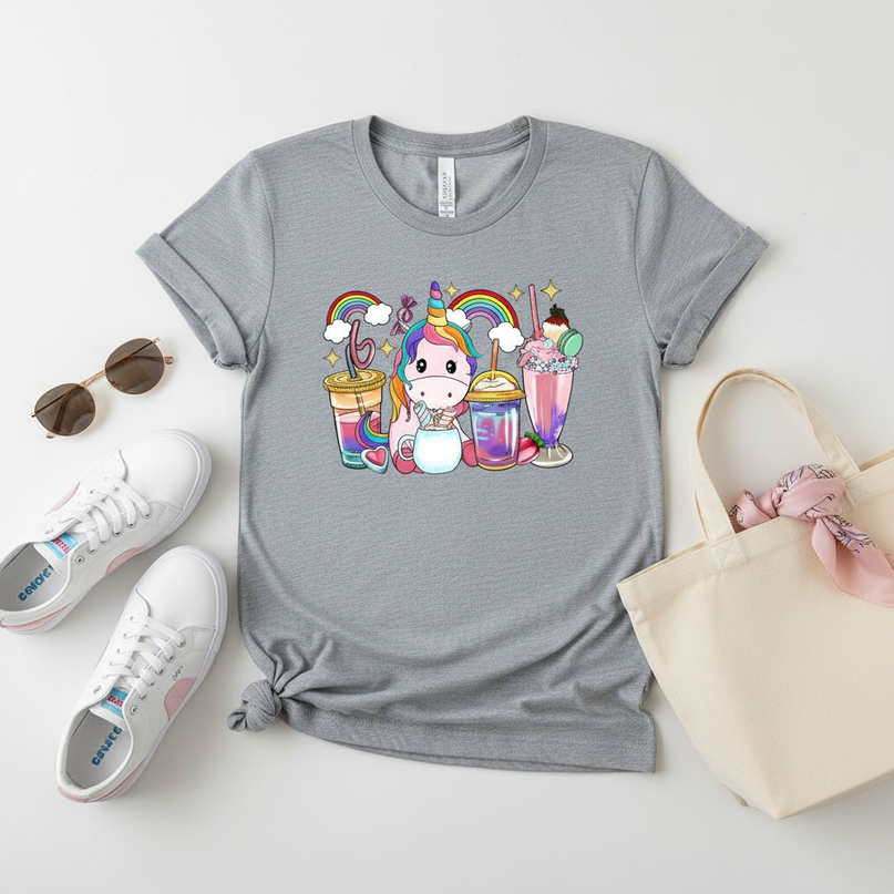 unicorn rainbow shirt women - flat-lay
