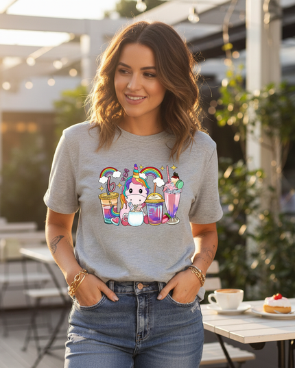 unicorn rainbow shirt women - in-use