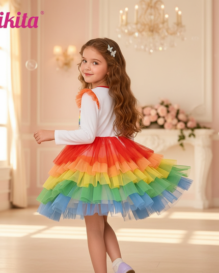 unicorn rainbow star tutu dress - back