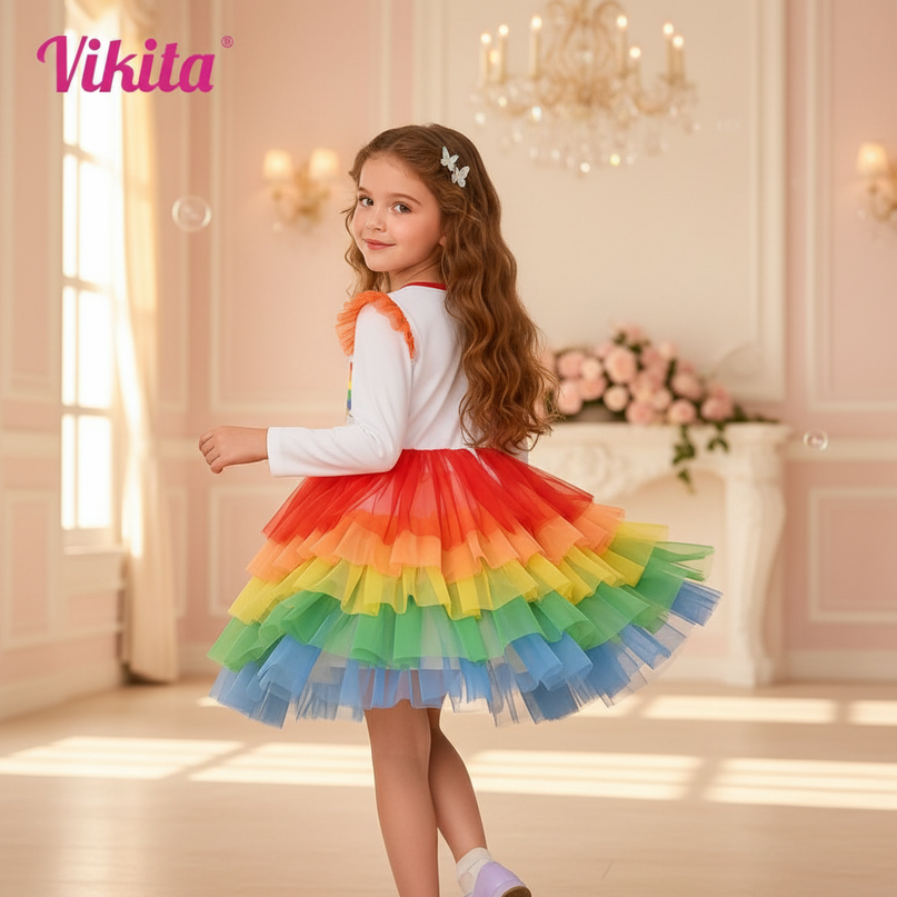 unicorn rainbow star tutu dress - back
