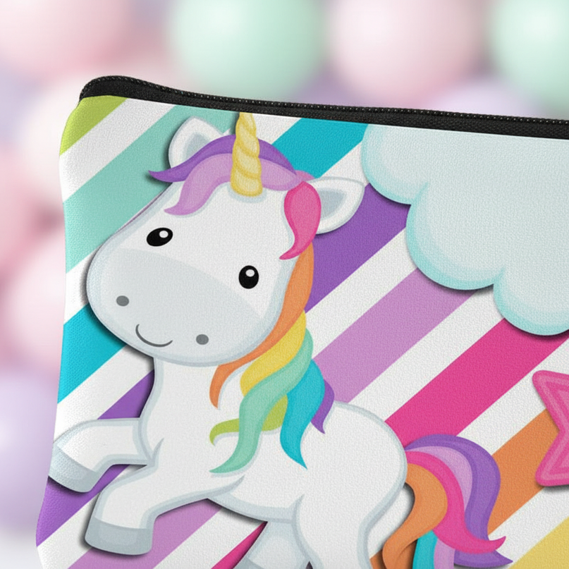 unicorn rainbow stripe purse - detail