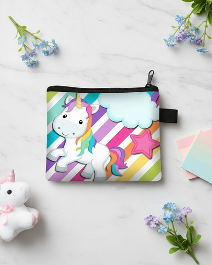 unicorn rainbow stripe purse - flat-lay