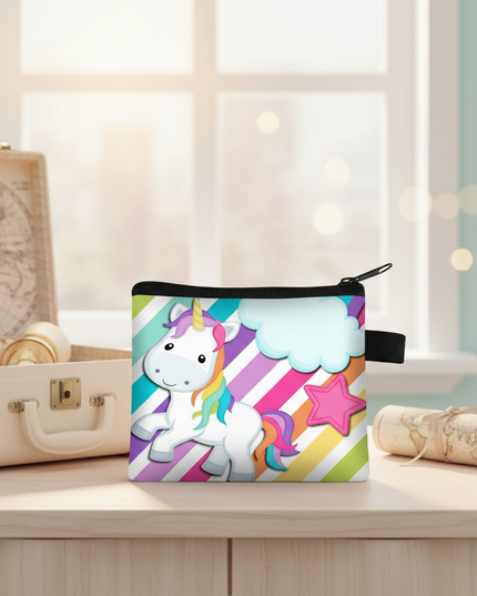unicorn rainbow stripe purse - lifestyle