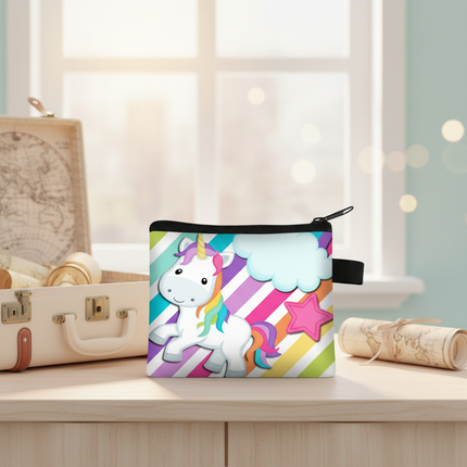 unicorn rainbow stripe purse - lifestyle