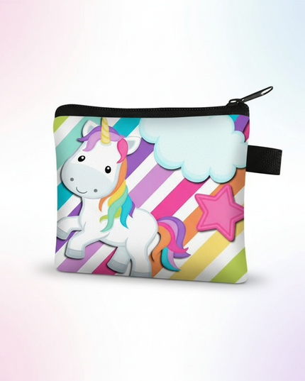 unicorn rainbow stripe purse - white-bg