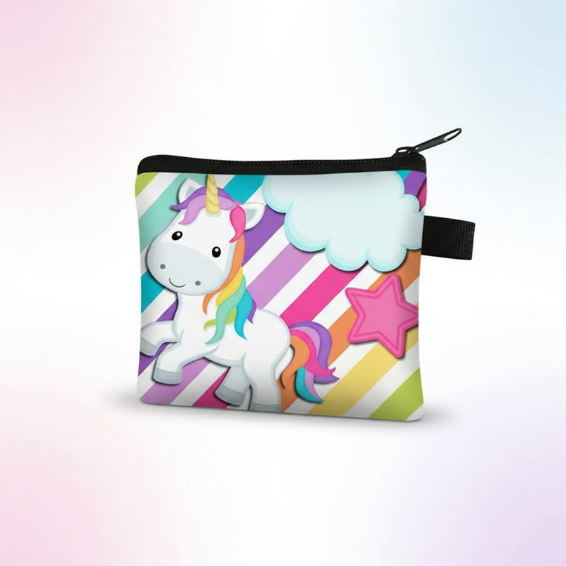 unicorn rainbow stripe purse - white-bg