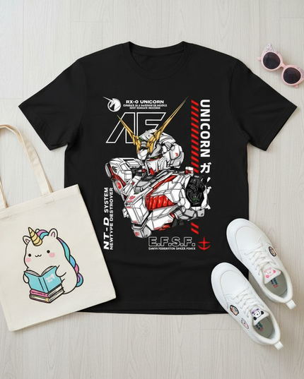 unicorn reading shirt - flat-lay