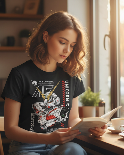 unicorn reading shirt - in-use