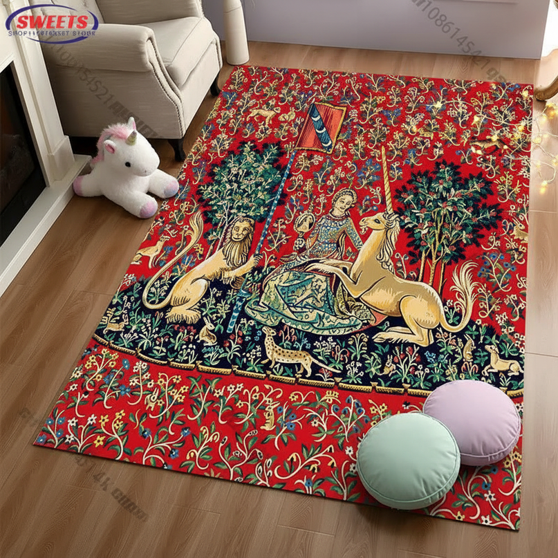 unicorn renaissance rug - flat-lay