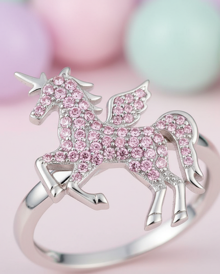pink unicorn ring - detail