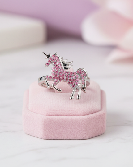 pink unicorn ring - lifestyle
