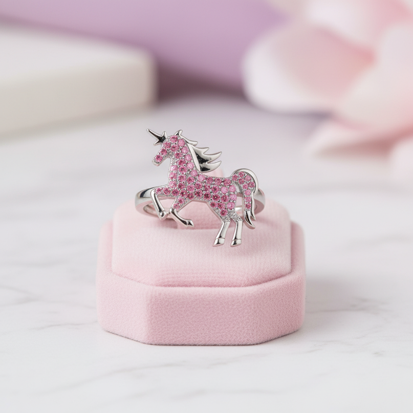 pink unicorn ring - lifestyle