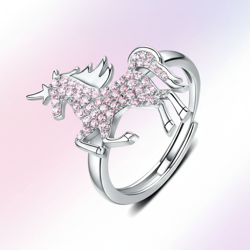 pink unicorn ring - white-bg