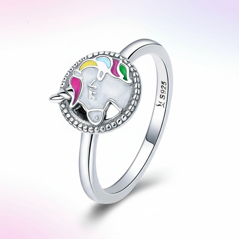 silver unicorn ring - white-bg