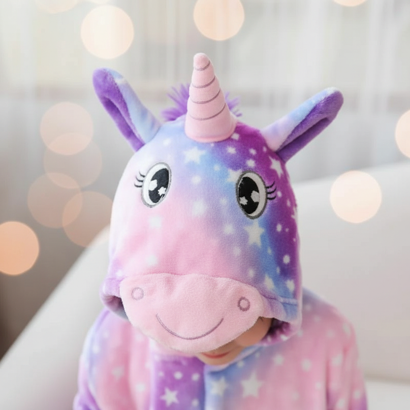 unicorn robe and slippers - detail