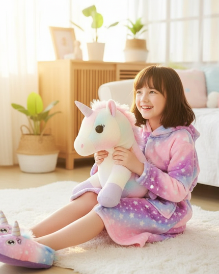 unicorn robe and slippers - in-use