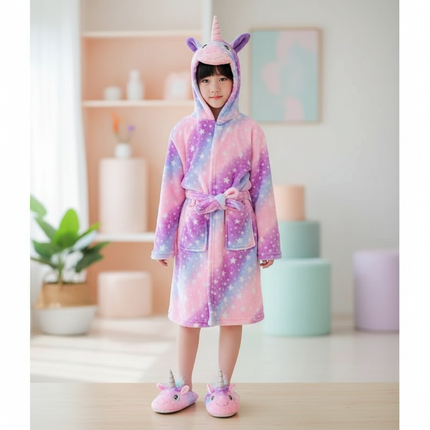unicorn robe and slippers - lifestyle