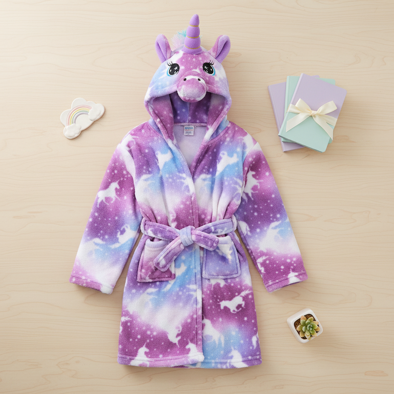unicorn robe for adults - flat-lay