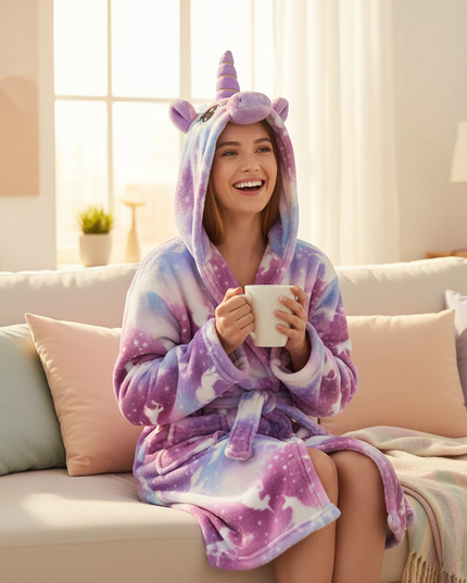 unicorn robe for adults - in-use