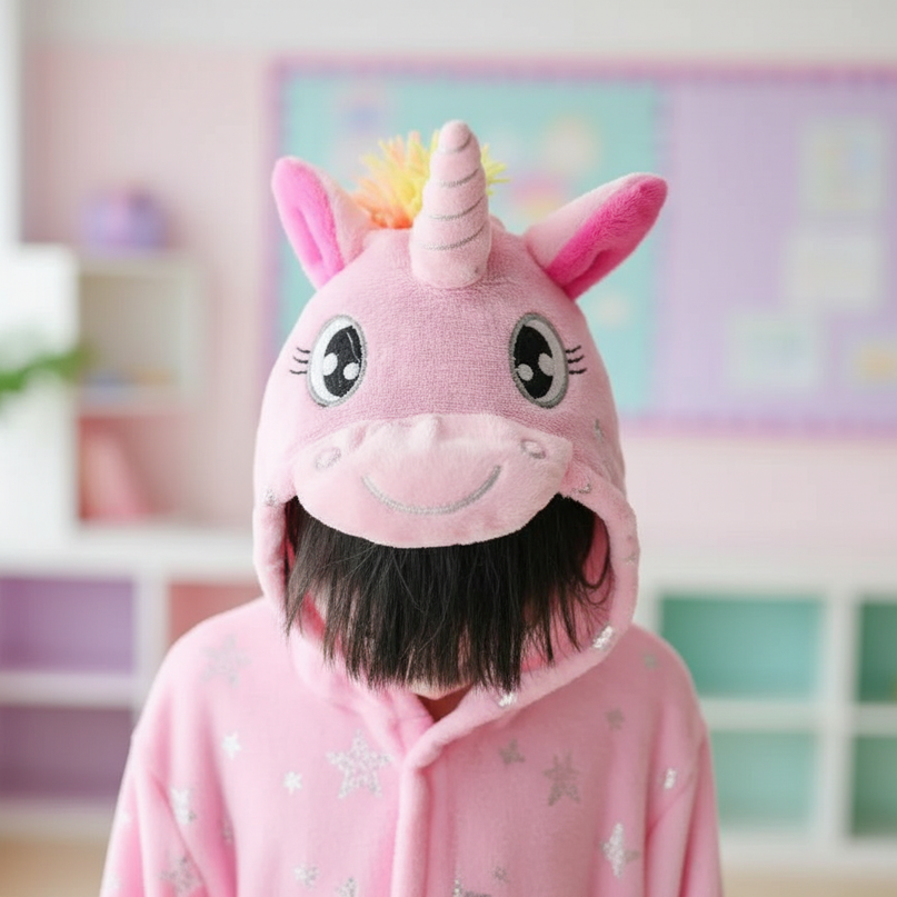 unicorn robe for school - detail