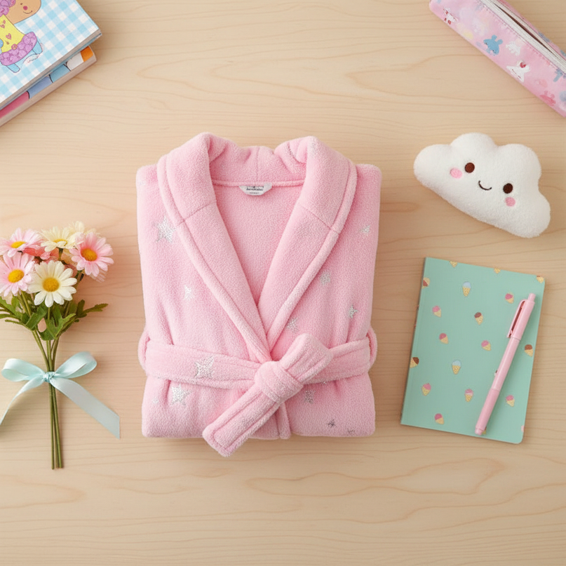 unicorn robe for school - flat-lay