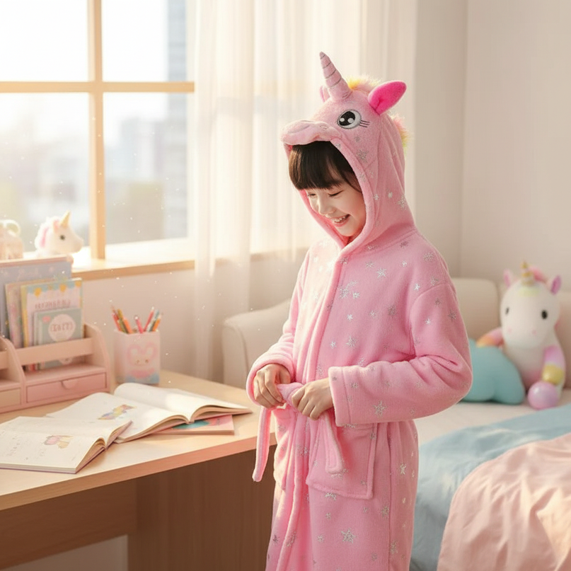 unicorn robe for school - in-use