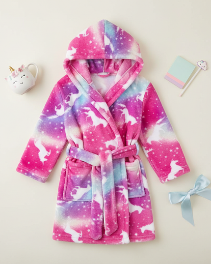 unicorn robe for teens - flat-lay