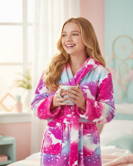 unicorn robe for teens - in-use