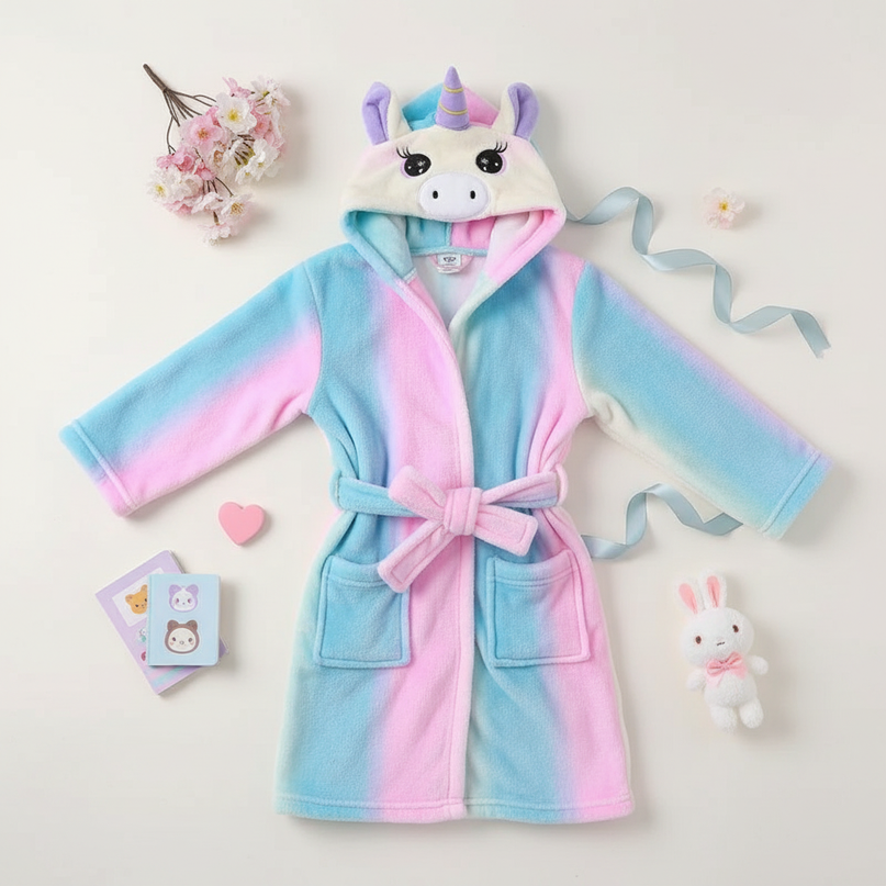 unicorn robe gift - flat-lay