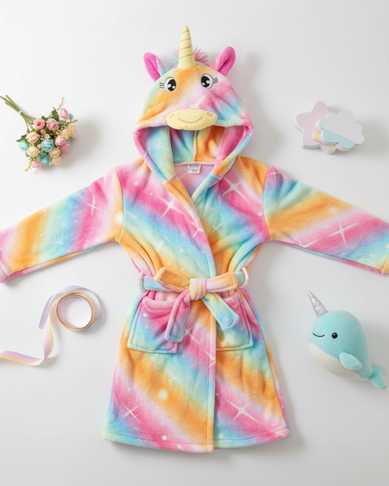 unicorn robe girls - flat-lay