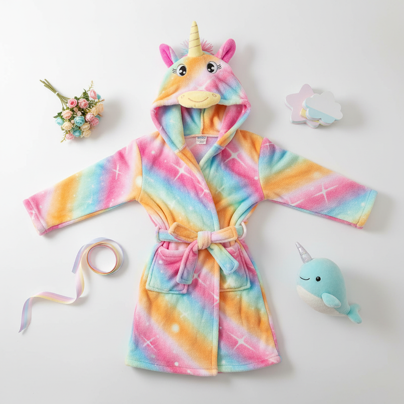 unicorn robe girls - flat-lay