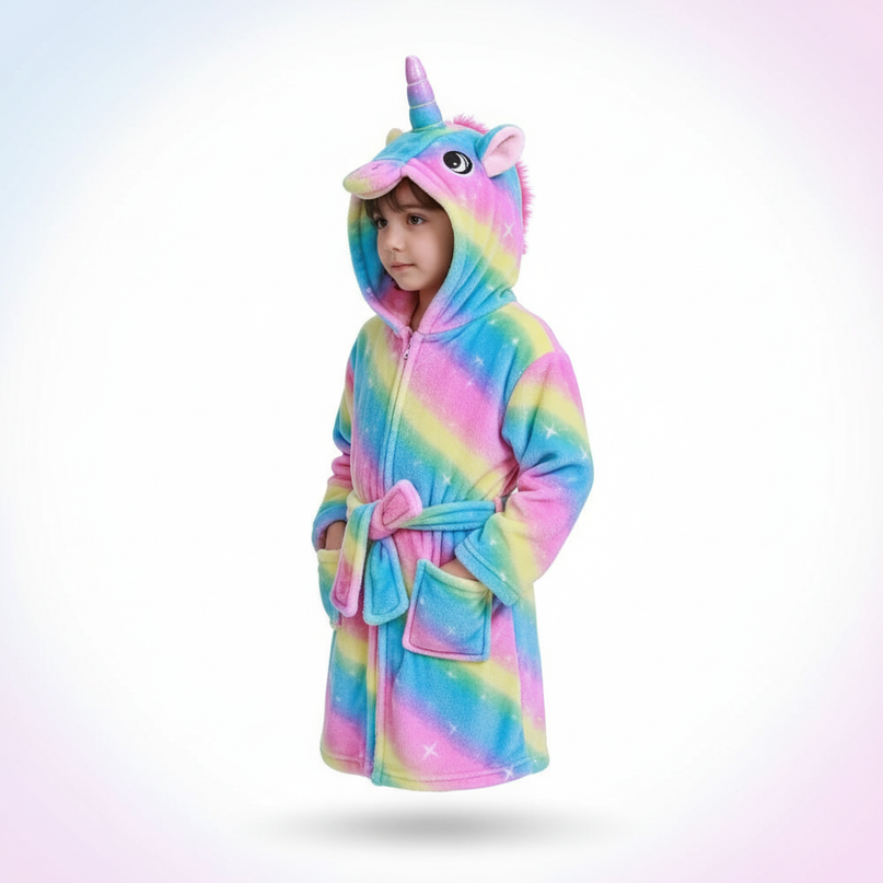 unicorn robe hoodie - white-bg