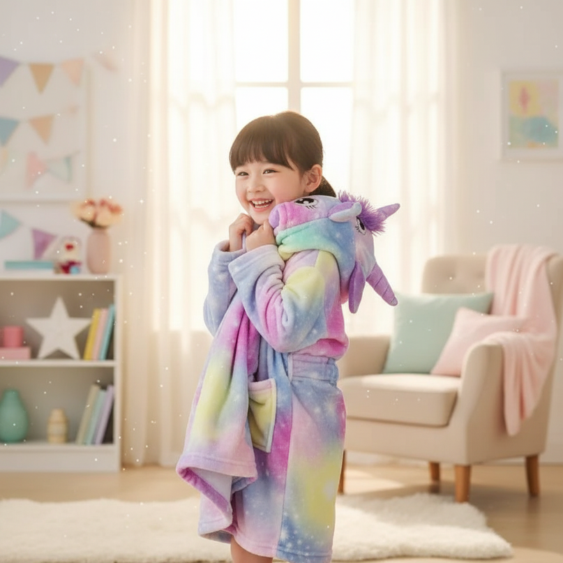 unicorn robe towel - in-use