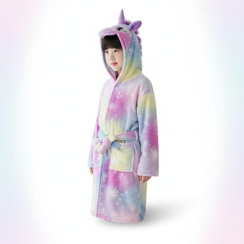 unicorn robe towel - white-bg