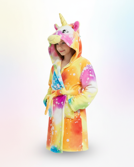 unicorn robe with hood - white-bg